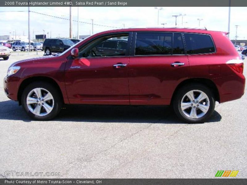 Salsa Red Pearl / Sand Beige 2008 Toyota Highlander Limited 4WD