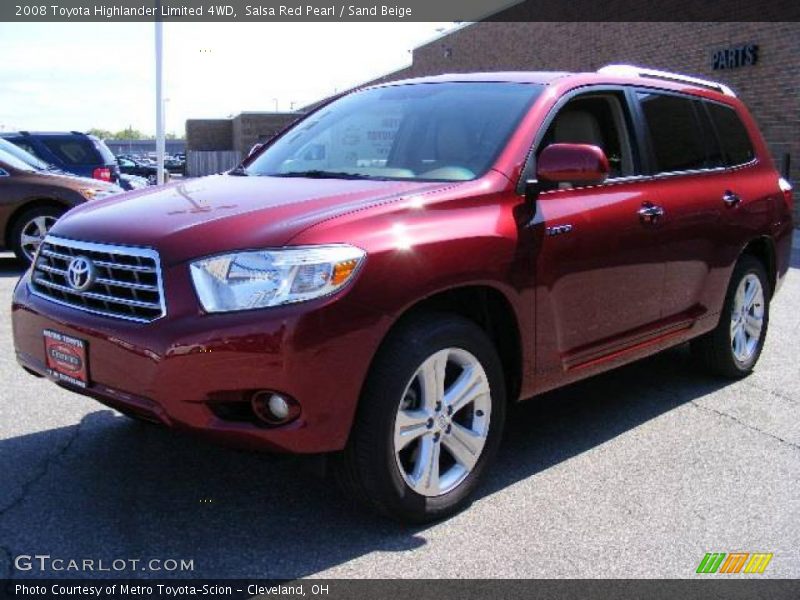 Salsa Red Pearl / Sand Beige 2008 Toyota Highlander Limited 4WD