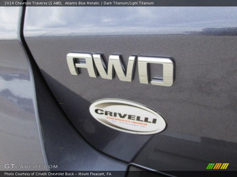 Atlantis Blue Metallic / Dark Titanium/Light Titanium 2014 Chevrolet Traverse LS AWD
