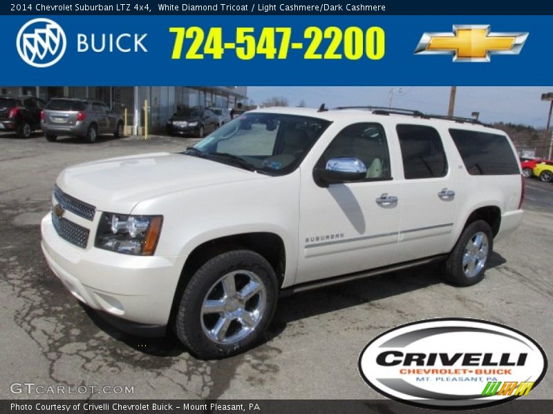 White Diamond Tricoat / Light Cashmere/Dark Cashmere 2014 Chevrolet Suburban LTZ 4x4