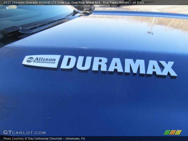 Blue Topaz Metallic / Jet Black 2015 Chevrolet Silverado 3500HD LTZ Crew Cab Dual Rear Wheel 4x4