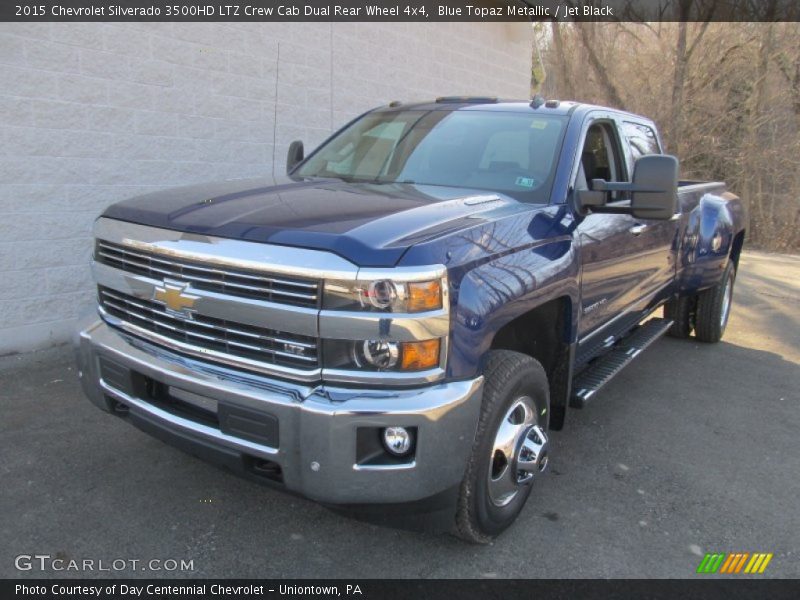 Blue Topaz Metallic / Jet Black 2015 Chevrolet Silverado 3500HD LTZ Crew Cab Dual Rear Wheel 4x4