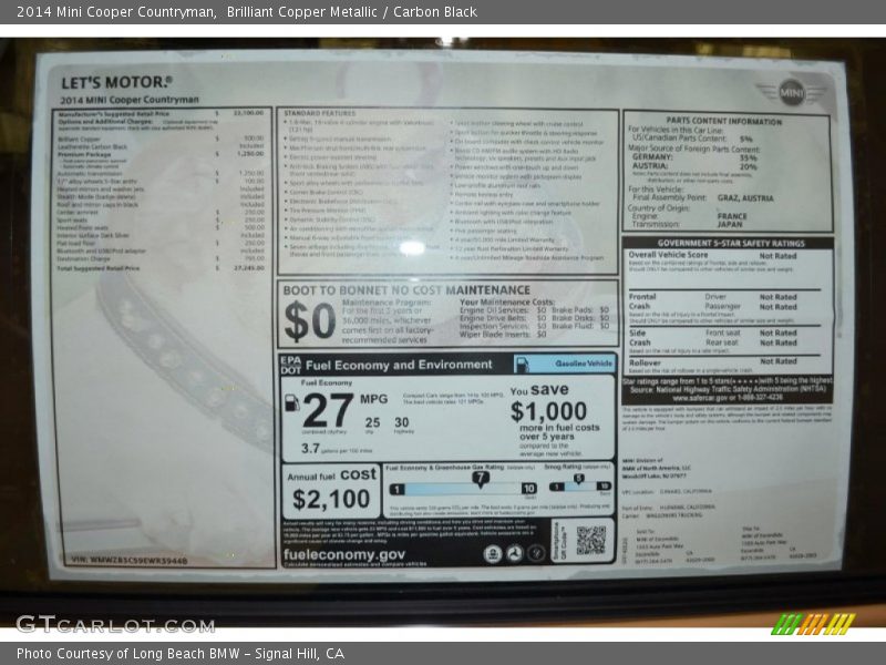Brilliant Copper Metallic / Carbon Black 2014 Mini Cooper Countryman