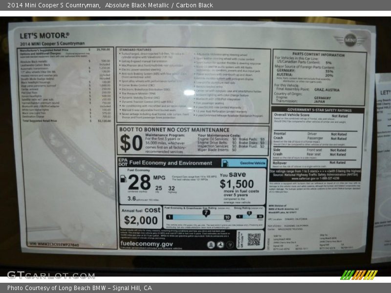 Absolute Black Metallic / Carbon Black 2014 Mini Cooper S Countryman