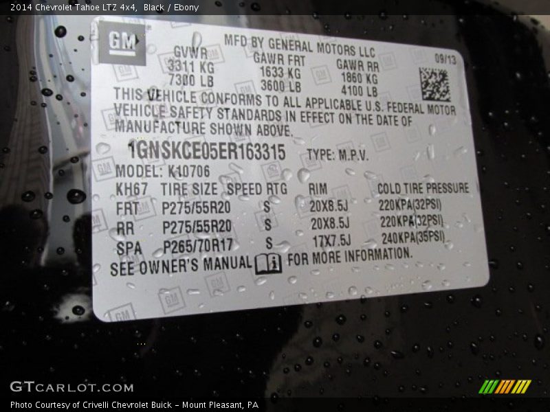 Black / Ebony 2014 Chevrolet Tahoe LTZ 4x4