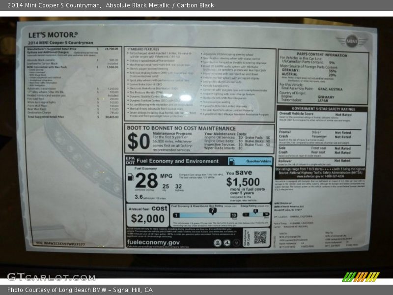 Absolute Black Metallic / Carbon Black 2014 Mini Cooper S Countryman