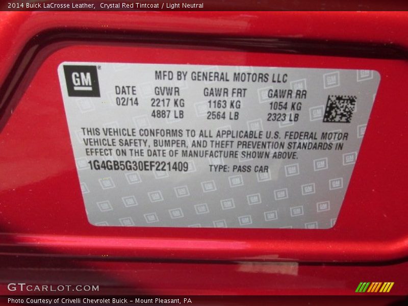 Crystal Red Tintcoat / Light Neutral 2014 Buick LaCrosse Leather