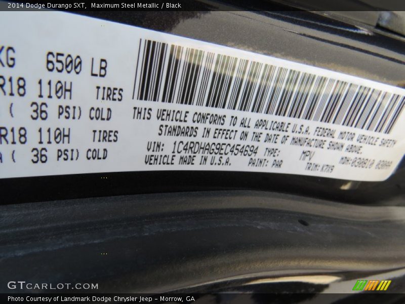 Maximum Steel Metallic / Black 2014 Dodge Durango SXT