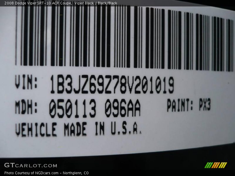 Viper Black / Black/Black 2008 Dodge Viper SRT-10 ACR Coupe