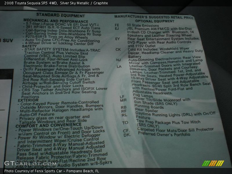 Silver Sky Metallic / Graphite 2008 Toyota Sequoia SR5 4WD