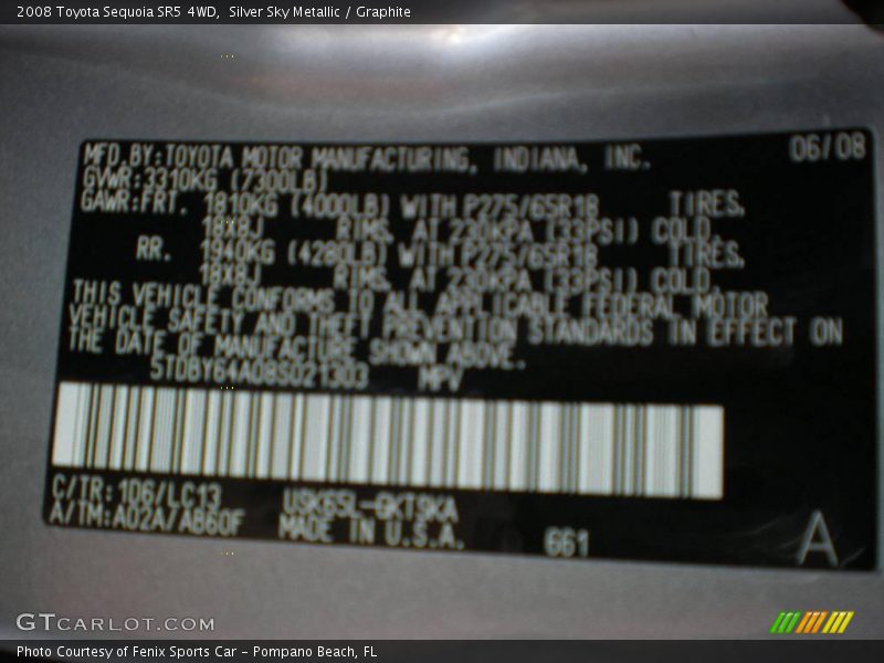 Silver Sky Metallic / Graphite 2008 Toyota Sequoia SR5 4WD