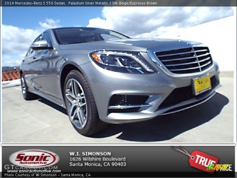 Paladium Silver Metallic / Silk Beige/Espresso Brown 2014 Mercedes-Benz S 550 Sedan