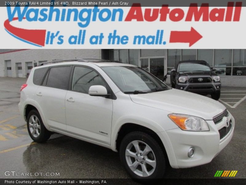 Blizzard White Pearl / Ash Gray 2009 Toyota RAV4 Limited V6 4WD