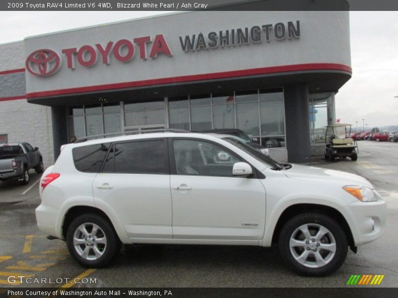 Blizzard White Pearl / Ash Gray 2009 Toyota RAV4 Limited V6 4WD