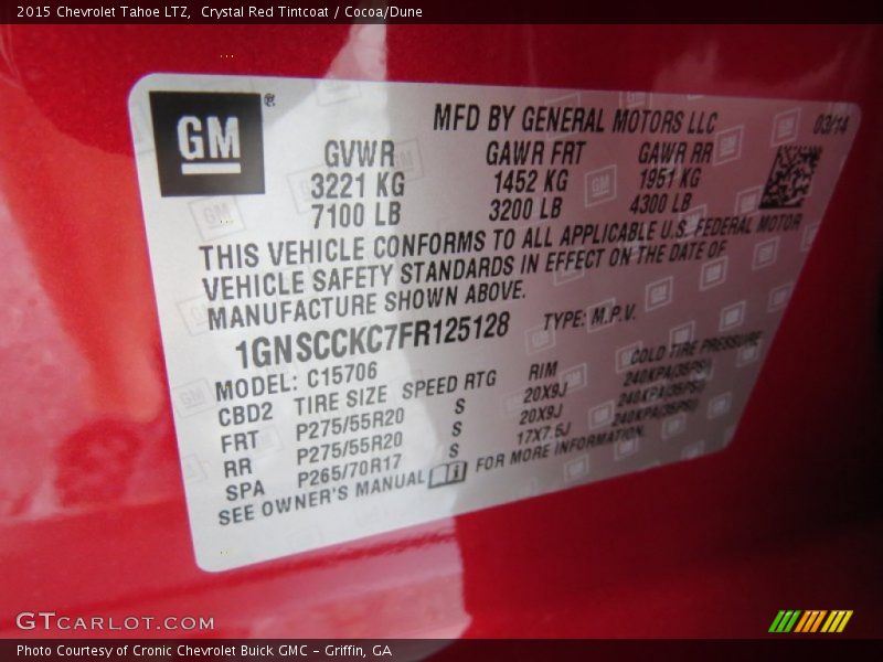 Crystal Red Tintcoat / Cocoa/Dune 2015 Chevrolet Tahoe LTZ