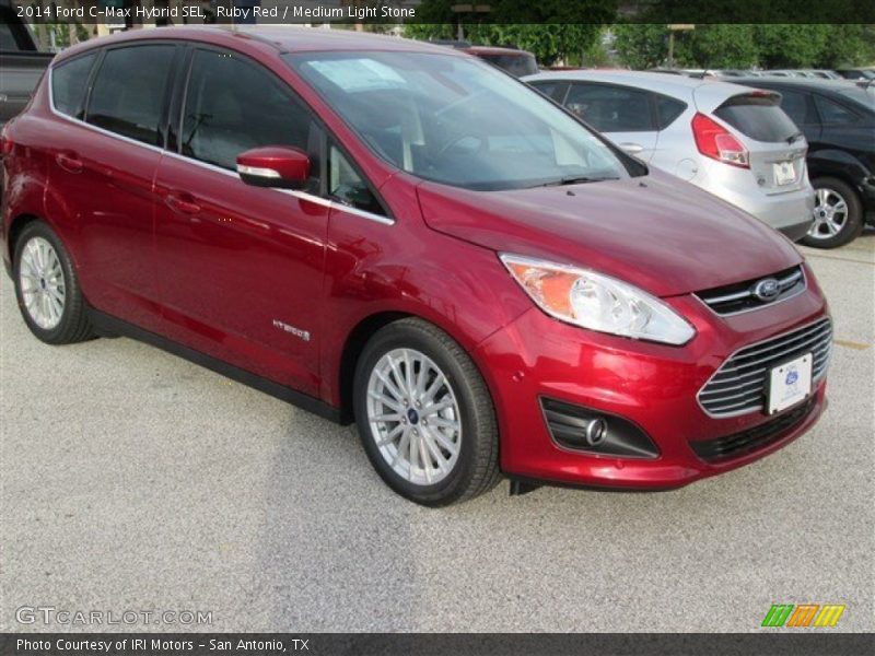 Ruby Red / Medium Light Stone 2014 Ford C-Max Hybrid SEL