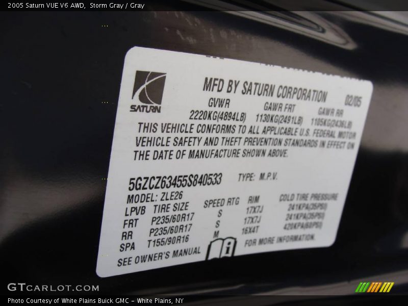 Storm Gray / Gray 2005 Saturn VUE V6 AWD