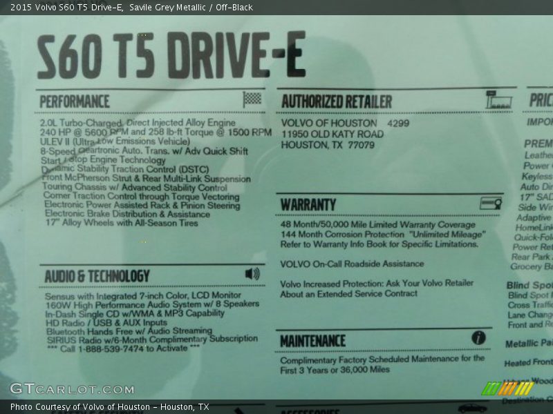 Savile Grey Metallic / Off-Black 2015 Volvo S60 T5 Drive-E