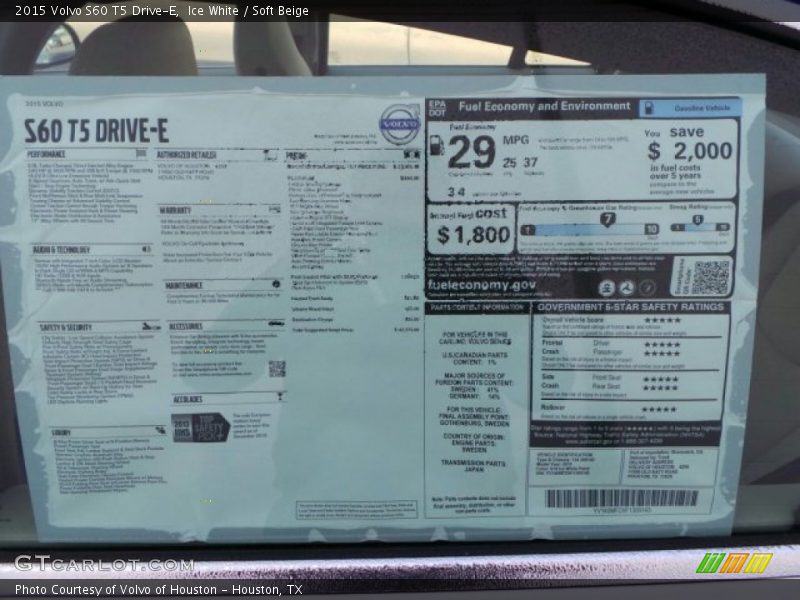 Ice White / Soft Beige 2015 Volvo S60 T5 Drive-E