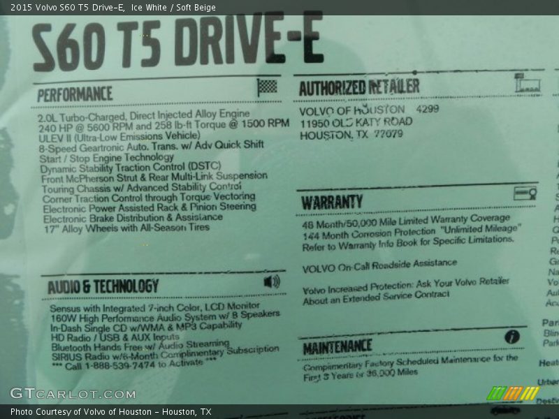 Ice White / Soft Beige 2015 Volvo S60 T5 Drive-E