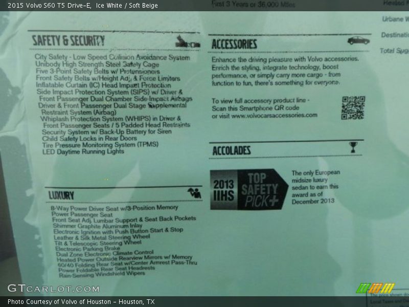 Ice White / Soft Beige 2015 Volvo S60 T5 Drive-E