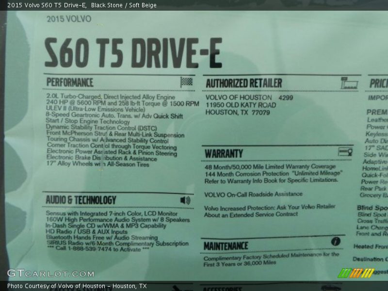 Black Stone / Soft Beige 2015 Volvo S60 T5 Drive-E