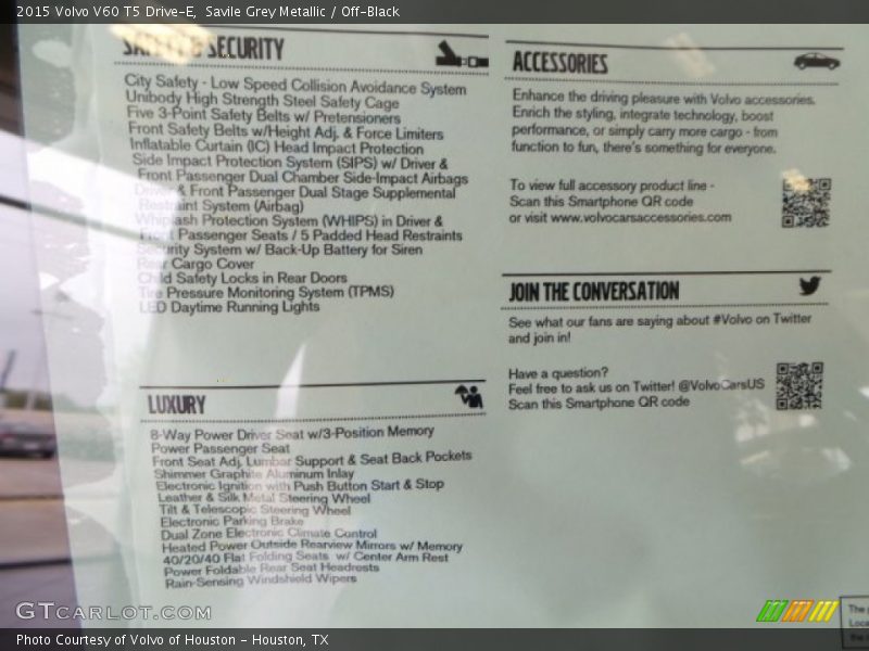 Savile Grey Metallic / Off-Black 2015 Volvo V60 T5 Drive-E