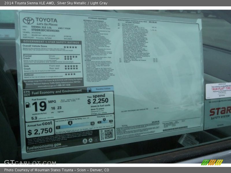 Silver Sky Metallic / Light Gray 2014 Toyota Sienna XLE AWD