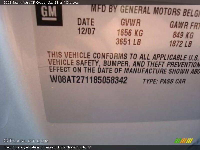 Star Silver / Charcoal 2008 Saturn Astra XR Coupe
