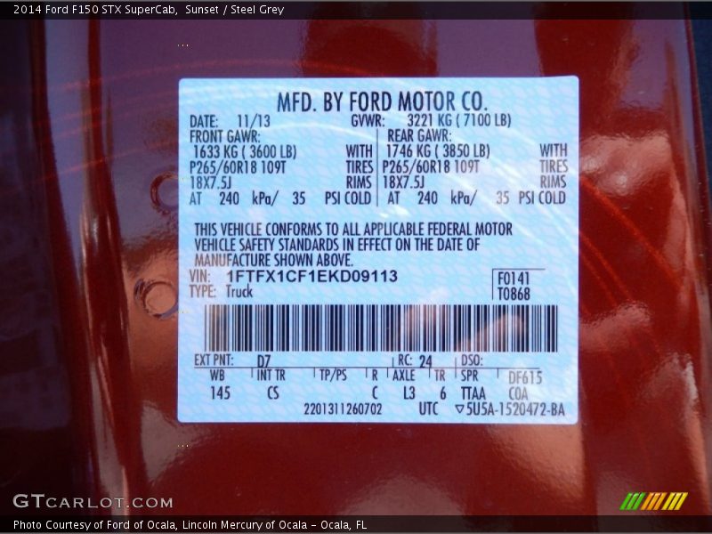 Sunset / Steel Grey 2014 Ford F150 STX SuperCab