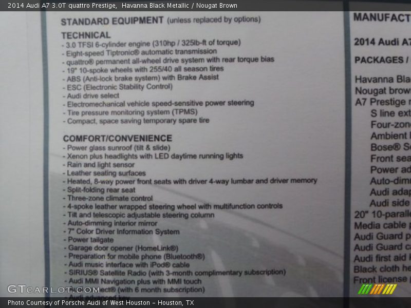 Havanna Black Metallic / Nougat Brown 2014 Audi A7 3.0T quattro Prestige