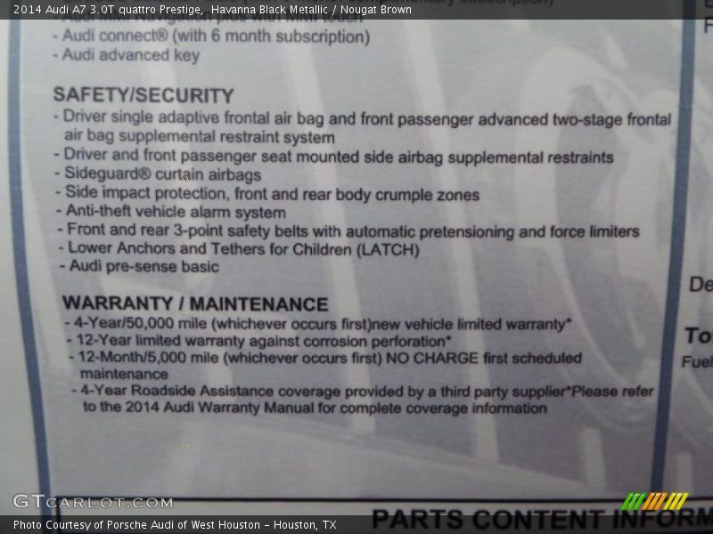 Havanna Black Metallic / Nougat Brown 2014 Audi A7 3.0T quattro Prestige