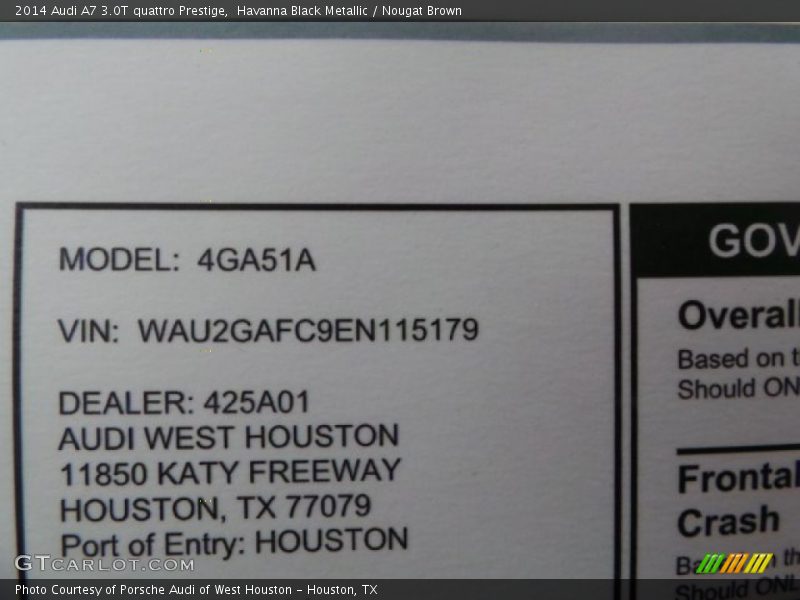 Havanna Black Metallic / Nougat Brown 2014 Audi A7 3.0T quattro Prestige