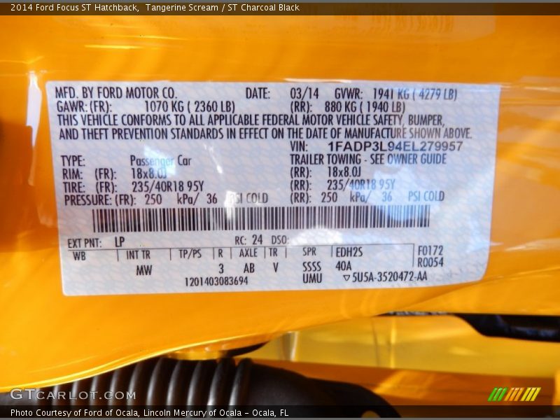 Tangerine Scream / ST Charcoal Black 2014 Ford Focus ST Hatchback