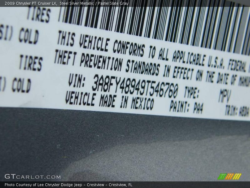 Steel Silver Metallic / Pastel Slate Gray 2009 Chrysler PT Cruiser LX