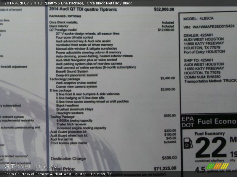 Orca Black Metallic / Black 2014 Audi Q7 3.0 TDI quattro S Line Package