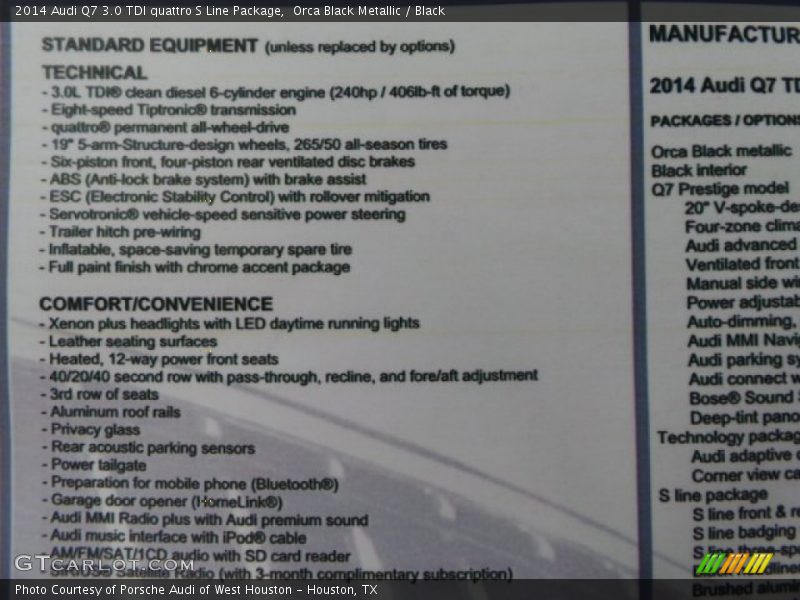 Orca Black Metallic / Black 2014 Audi Q7 3.0 TDI quattro S Line Package