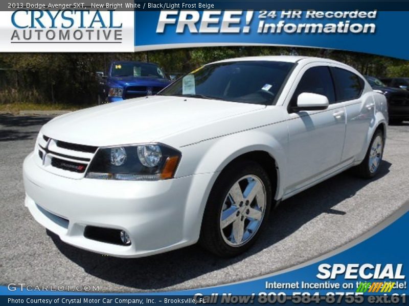 New Bright White / Black/Light Frost Beige 2013 Dodge Avenger SXT