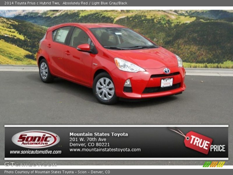 Absolutely Red / Light Blue Gray/Black 2014 Toyota Prius c Hybrid Two