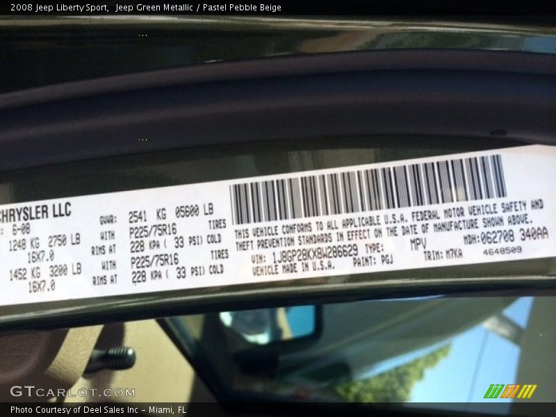 Jeep Green Metallic / Pastel Pebble Beige 2008 Jeep Liberty Sport