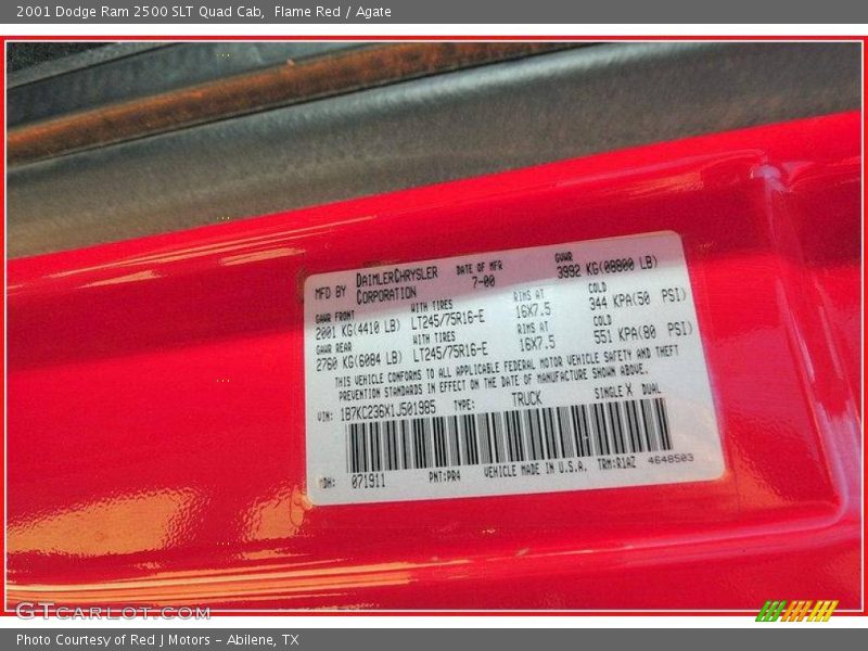Flame Red / Agate 2001 Dodge Ram 2500 SLT Quad Cab