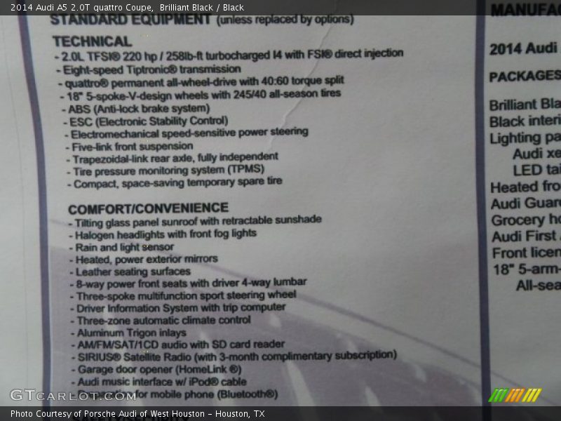 Brilliant Black / Black 2014 Audi A5 2.0T quattro Coupe