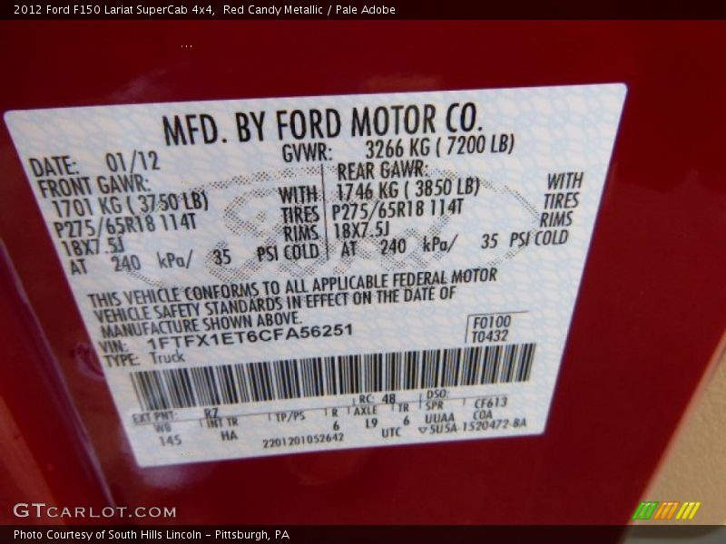 Red Candy Metallic / Pale Adobe 2012 Ford F150 Lariat SuperCab 4x4