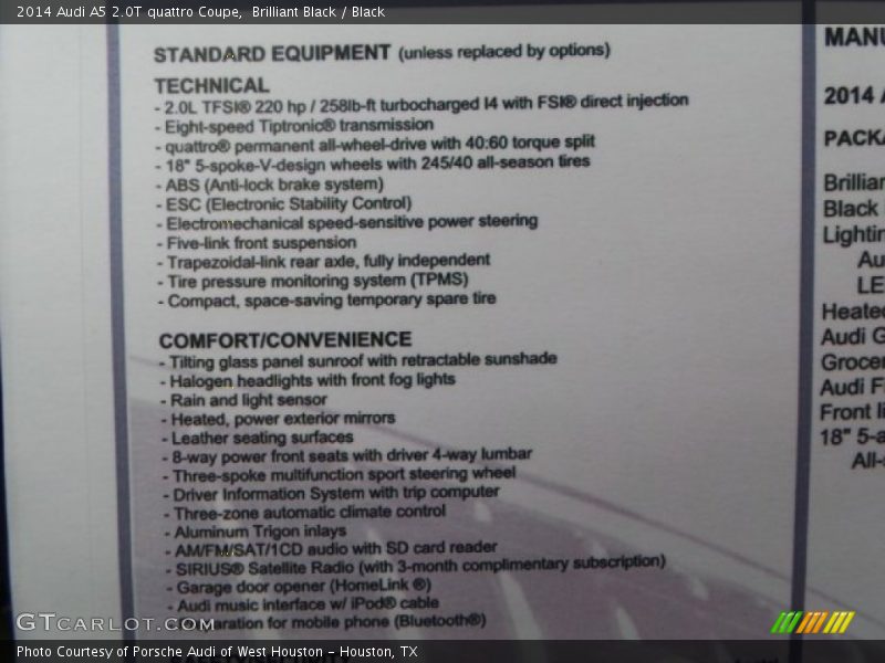 Brilliant Black / Black 2014 Audi A5 2.0T quattro Coupe
