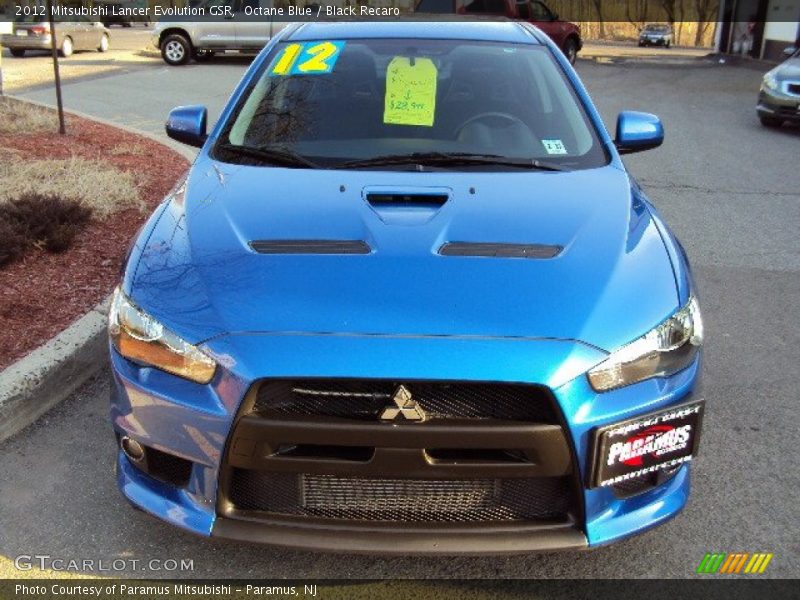 Octane Blue / Black Recaro 2012 Mitsubishi Lancer Evolution GSR