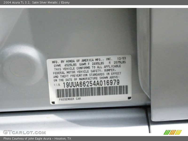 Satin Silver Metallic / Ebony 2004 Acura TL 3.2