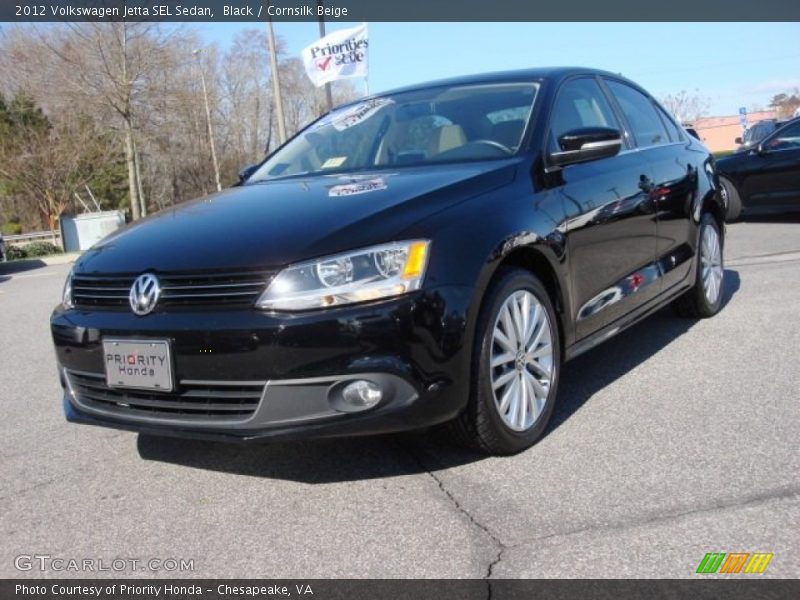 Black / Cornsilk Beige 2012 Volkswagen Jetta SEL Sedan