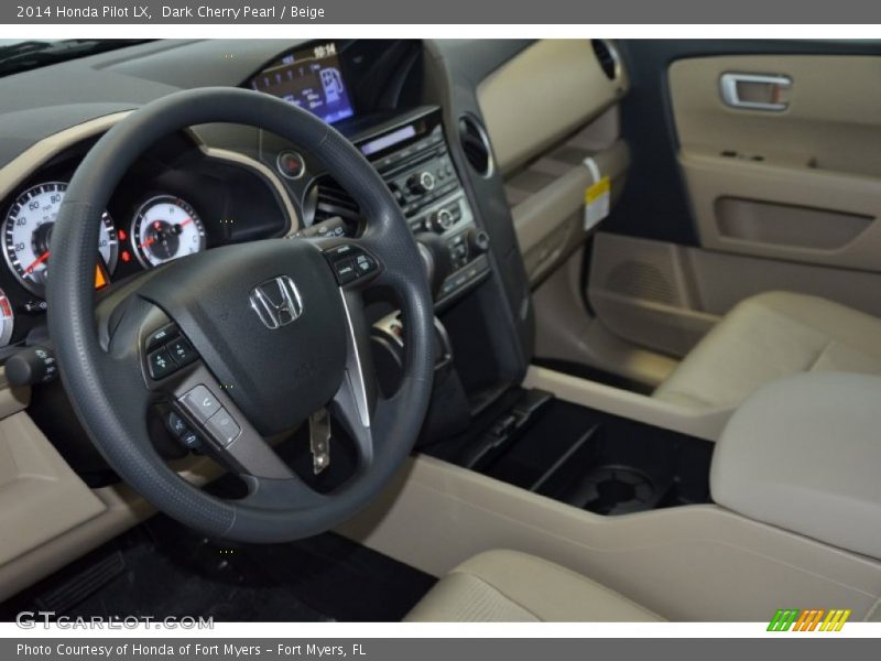 Dark Cherry Pearl / Beige 2014 Honda Pilot LX