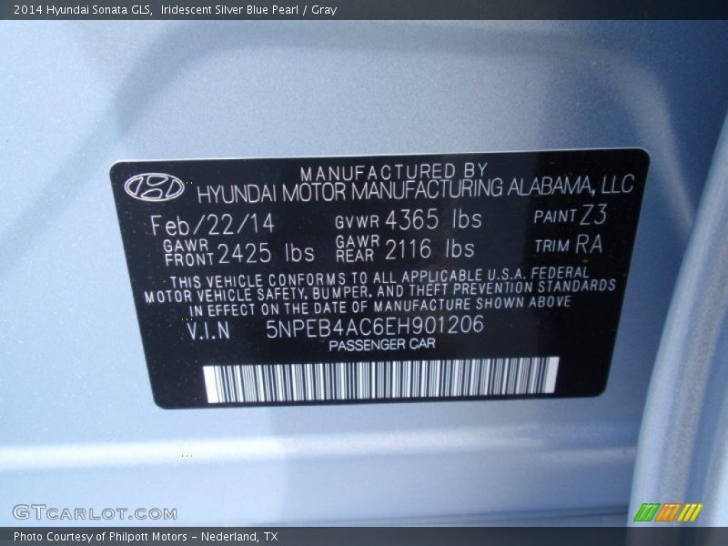 Iridescent Silver Blue Pearl / Gray 2014 Hyundai Sonata GLS