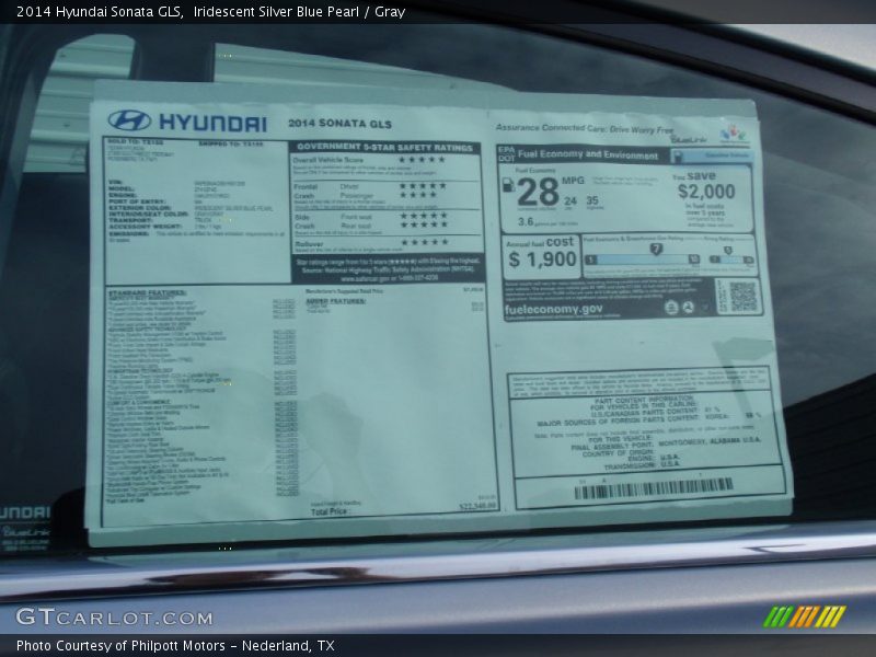 Iridescent Silver Blue Pearl / Gray 2014 Hyundai Sonata GLS